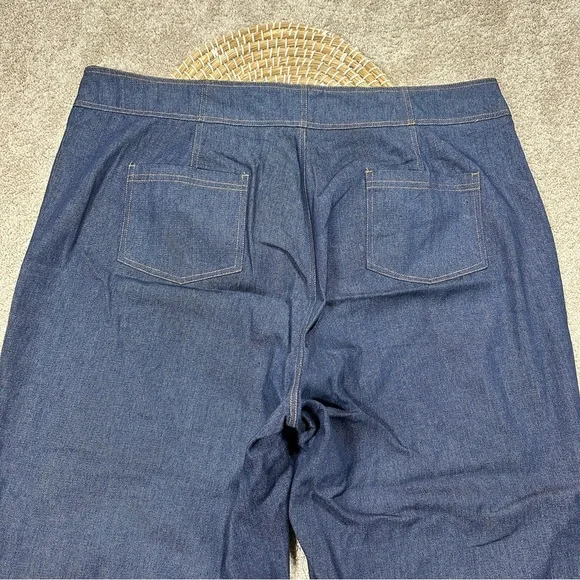 Smak Parlour Strawberry Blossom Embroidered Denim Wide Leg Pants High Rise 4X - Picture 8 of 16